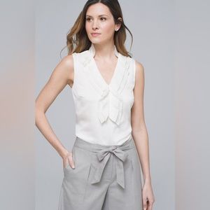 WHBM Pleated-Collar Shell Sleeveless Blouse 14